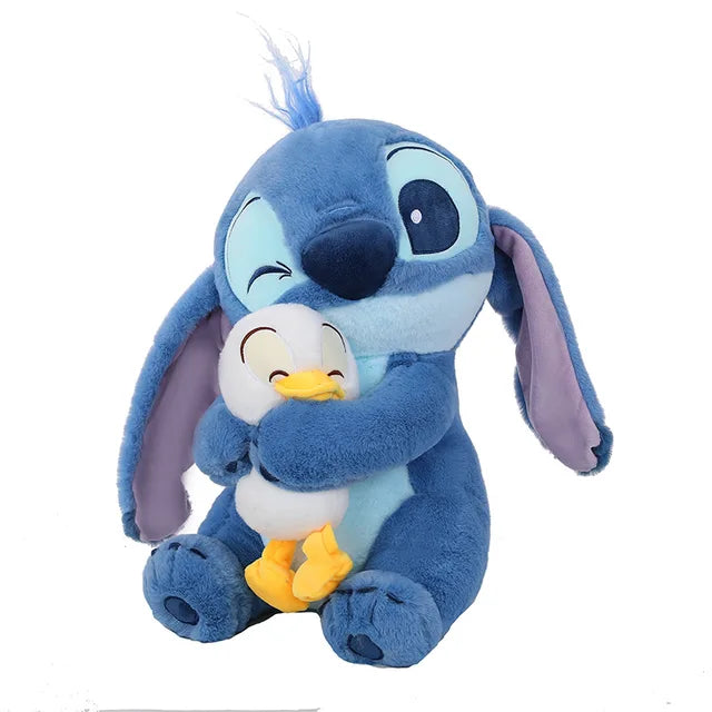 Boneca de pelúcia Stitch Disney infantil, peluche Lilo e pato, decoração kawaii, brinde de Natal e aniversário